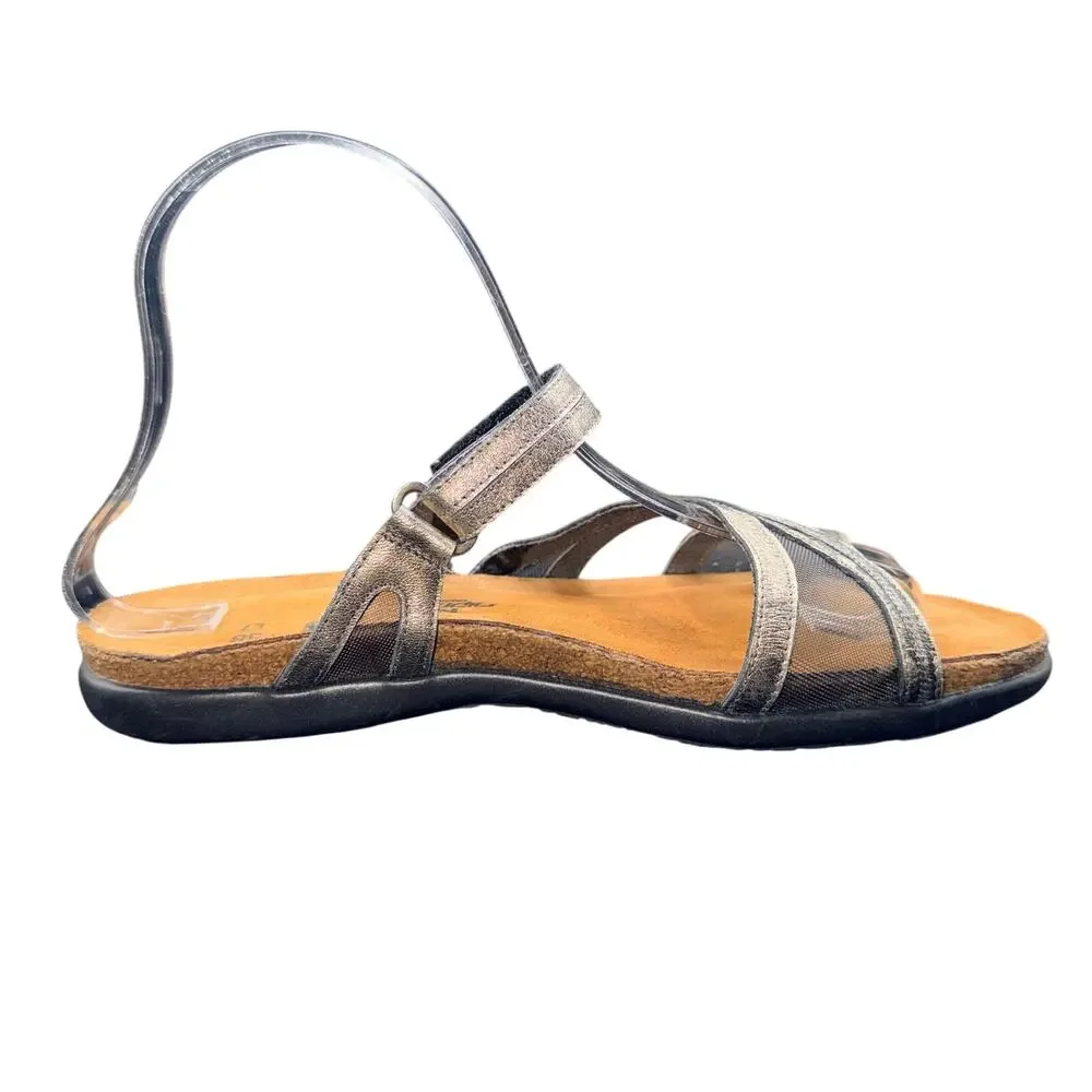 Naot Metallic Strappy Sandals EU 38 US 7 Comfort Walking Hook Loop